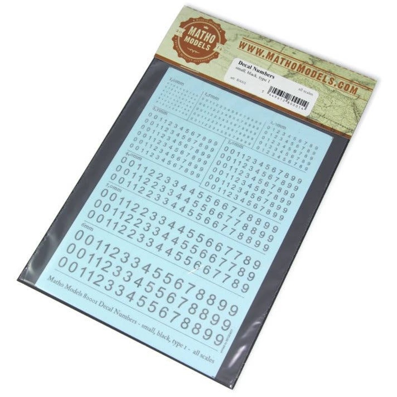 Decal Numbers Small, Black, Type 1