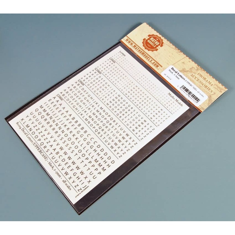 Scale Free Alphabet Uppercase Decal Black 1.0 --3.0mm