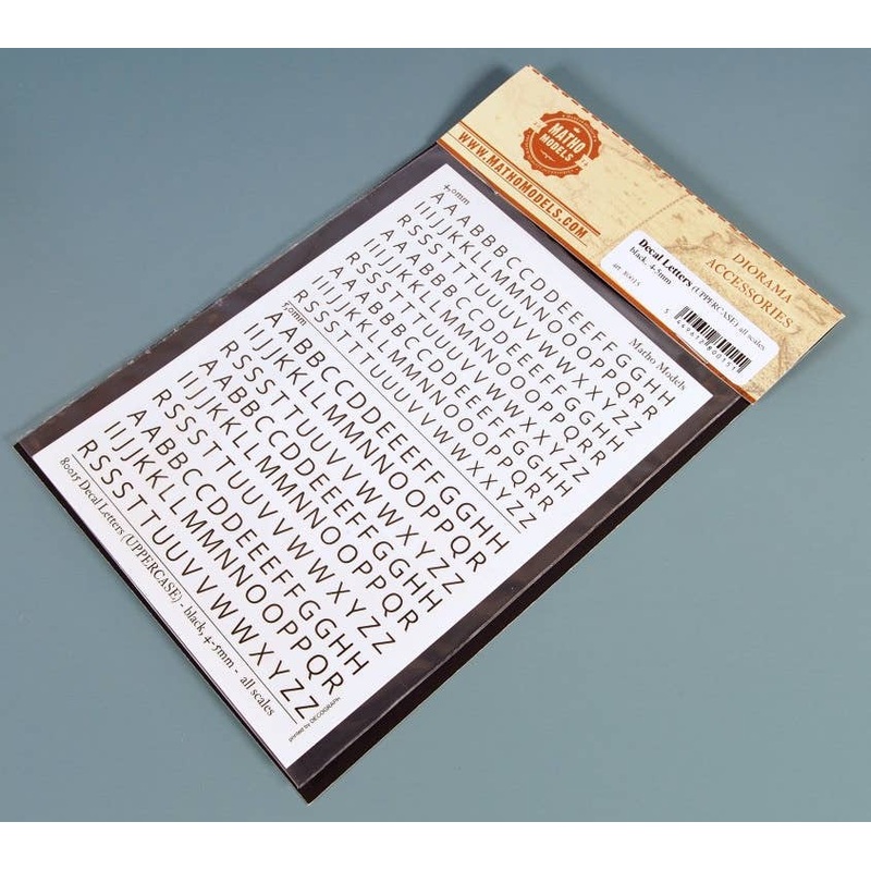 Scale Free Alphabet Uppercase Decal Black 4.0 / 5.0mm