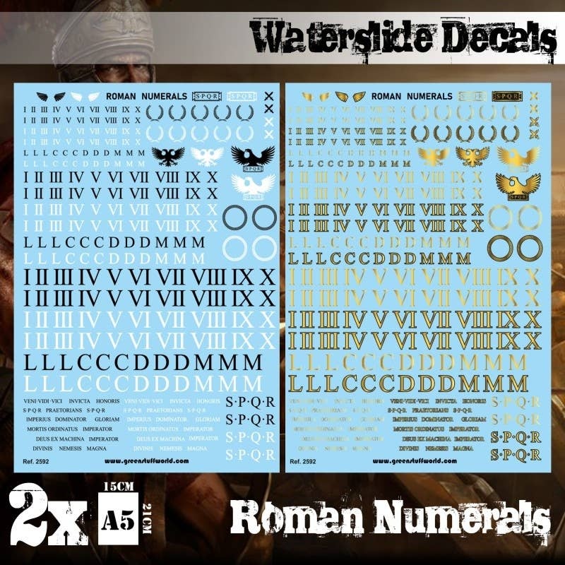 Water Slide Decal Roman Numerals