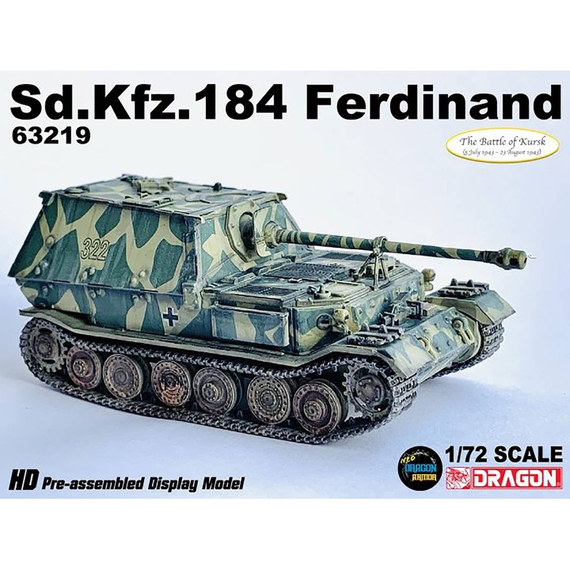 1/72 WW.II German Army Sd.Kfz.184 Ferdinand Heavy Tank Destroyer 653rd Heavy Tank Destroyer Battalion No.322 Kursk 1943 Finished Product