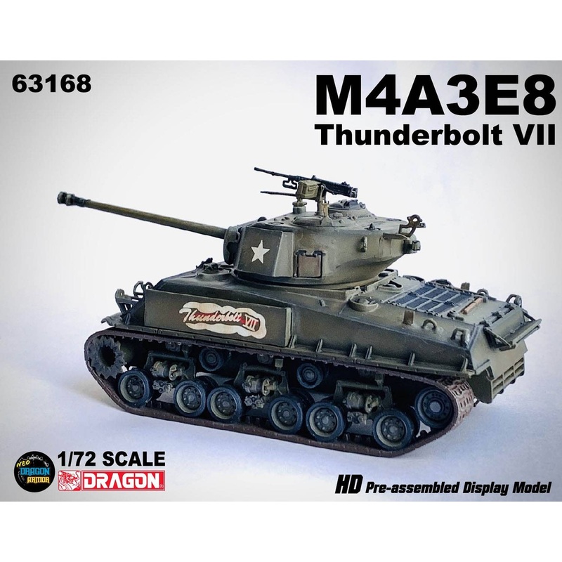 1/72 WW.II US Army M4A3E8 Thunderbolt VII 4th Armored Division 37th Tank Regiment Commander Car Germany 1945 Finished Product