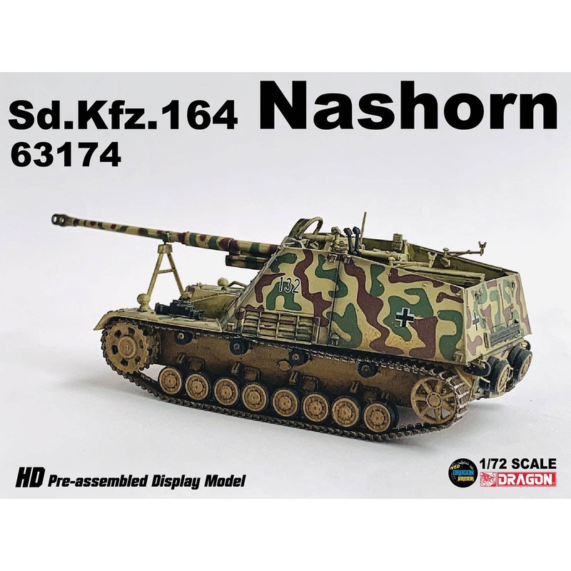 1/72 WW.II German Army Sd.Kfz.164 Nashorn 3 Color Camouflage No. 132 Finished Product