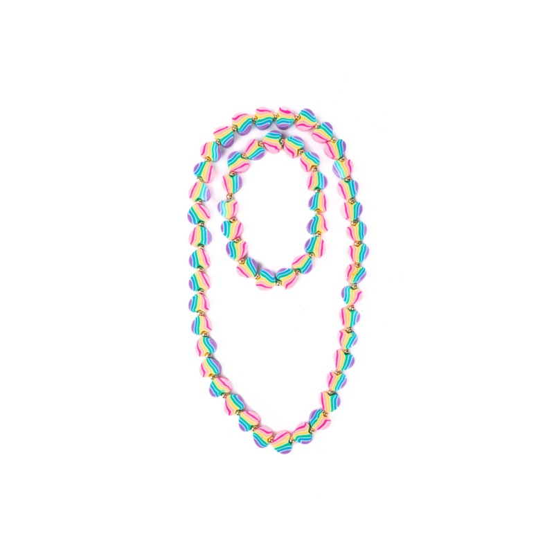 HEART & MANY COLOURS NECKLACE & BRACELET SET