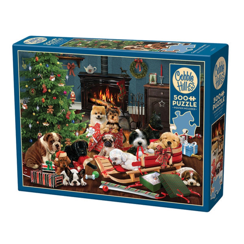 COBBLE HIL 500 PC CHRISTMAS PUPPIES