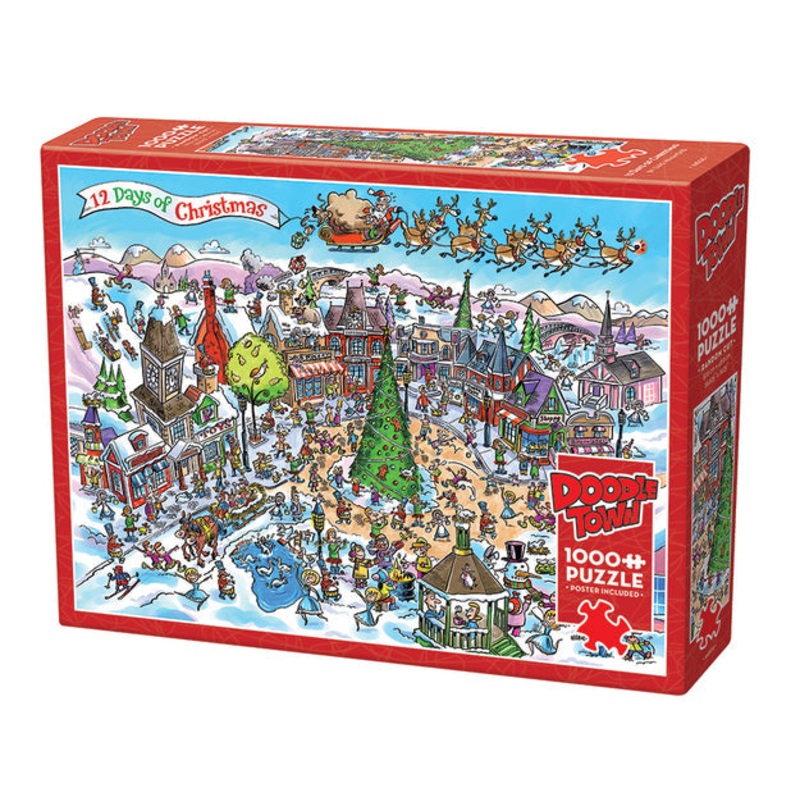 COBBLE HIL 1000 PC DOODLETOWN: 12 DAYS OF CHRISTMAS