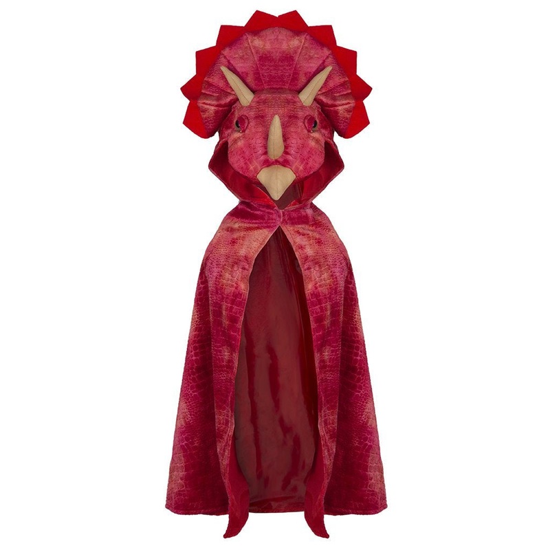 TRICERATOPS HOODED CAPE-RED