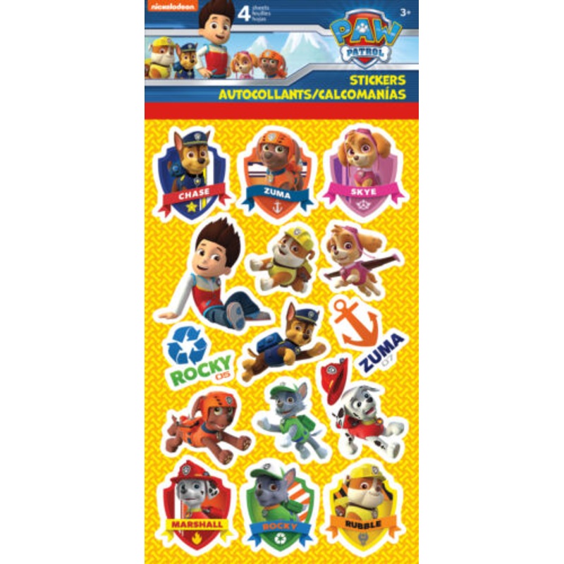 STICKERS-4SHEET PAW PATROL