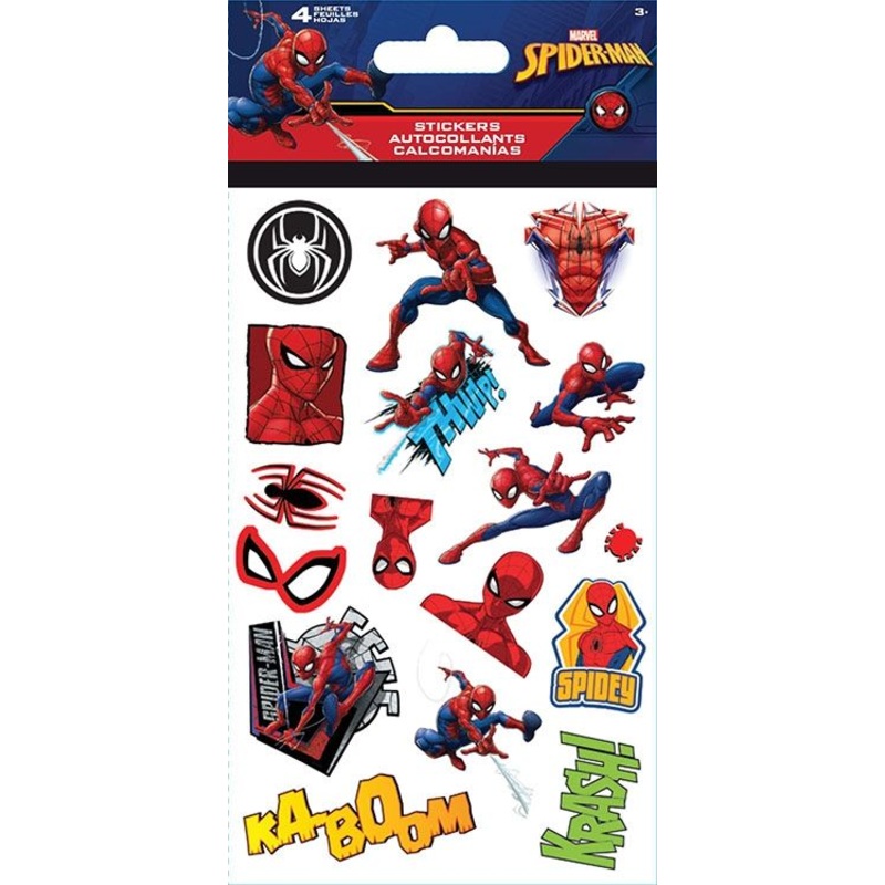 STICKERS-4SHEET SPIDERMAN