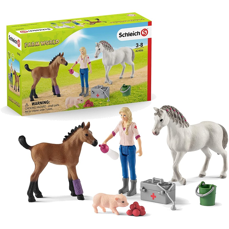 SCHLEICH VET VISITING MARE & F