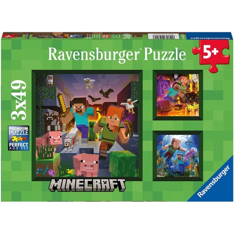 RAVENSBURG 3 X 49 PC MINECRAFT BIOMES