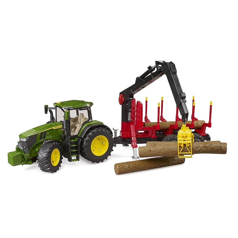 BRUDER JOHN DEERE TRACTOR W/ FORESTRY TRAILER
