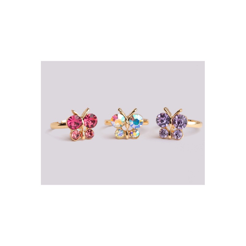 BUTTERFLY GEM RINGS-3 PC