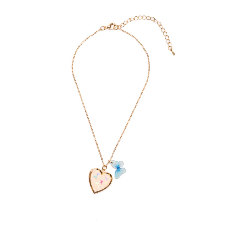 BUTTERFLY HEART LOCKET NECKLACE