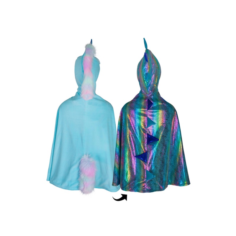 RAINBOW REVERSIBLE UNICORN/DRAGON CAPE