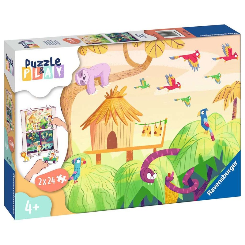 RAVENSBURG 2 X 24 PC PUZZLE & PLAY: JUNGLE EXPLORATION