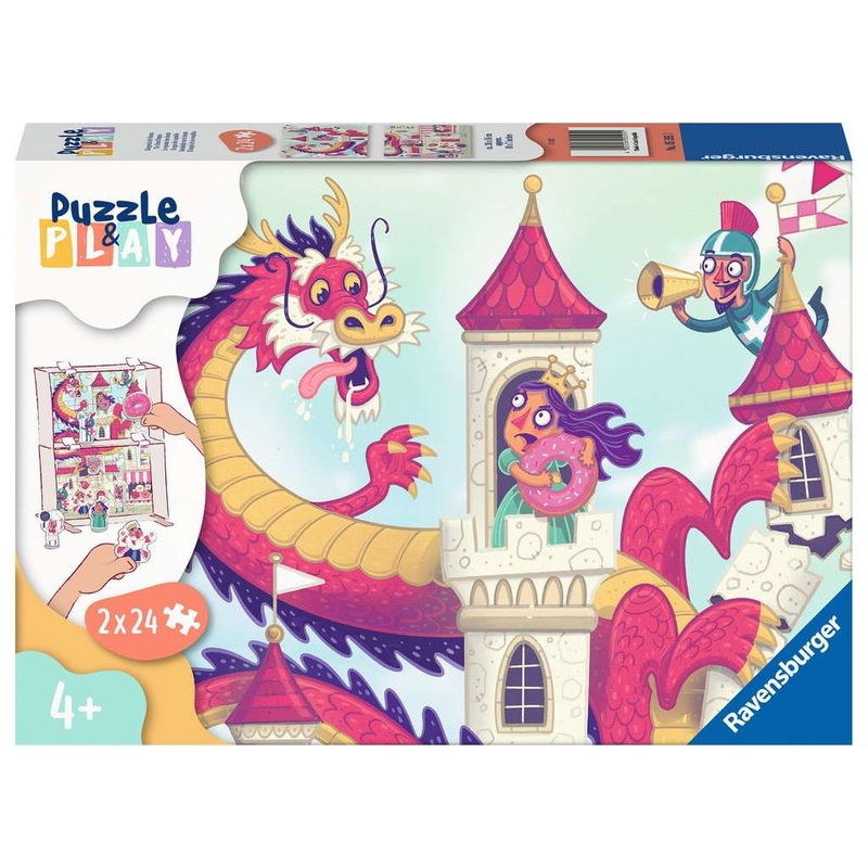 RAVENSBURG 2 X 24 PC PUZZLE & PLAY: THE DONUT DRAGON