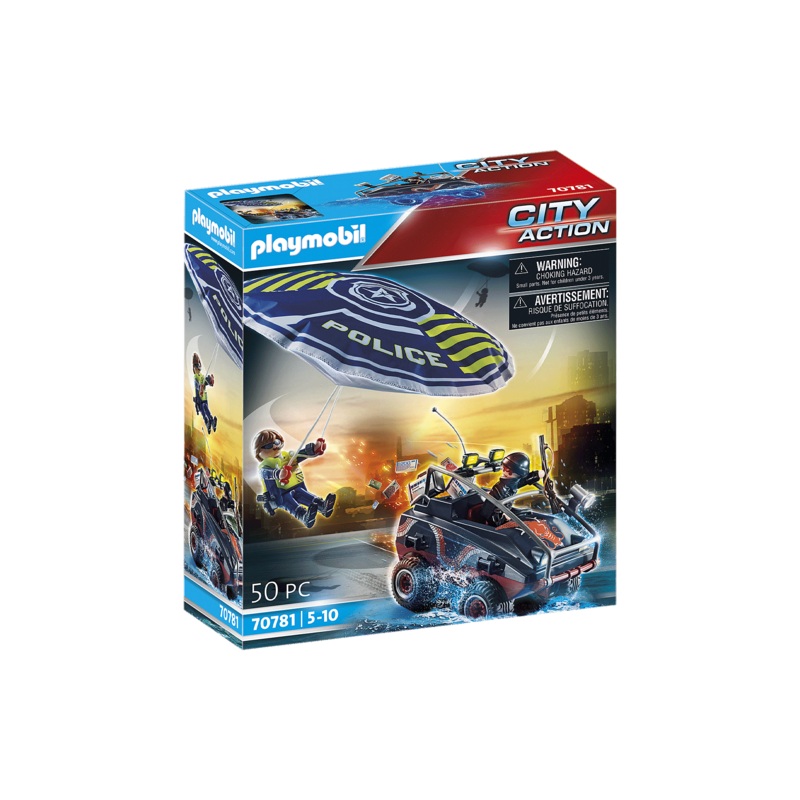 PLAYMOBIL POLICE PARACHUTE W/AMPHIBIOUS VEHICLE