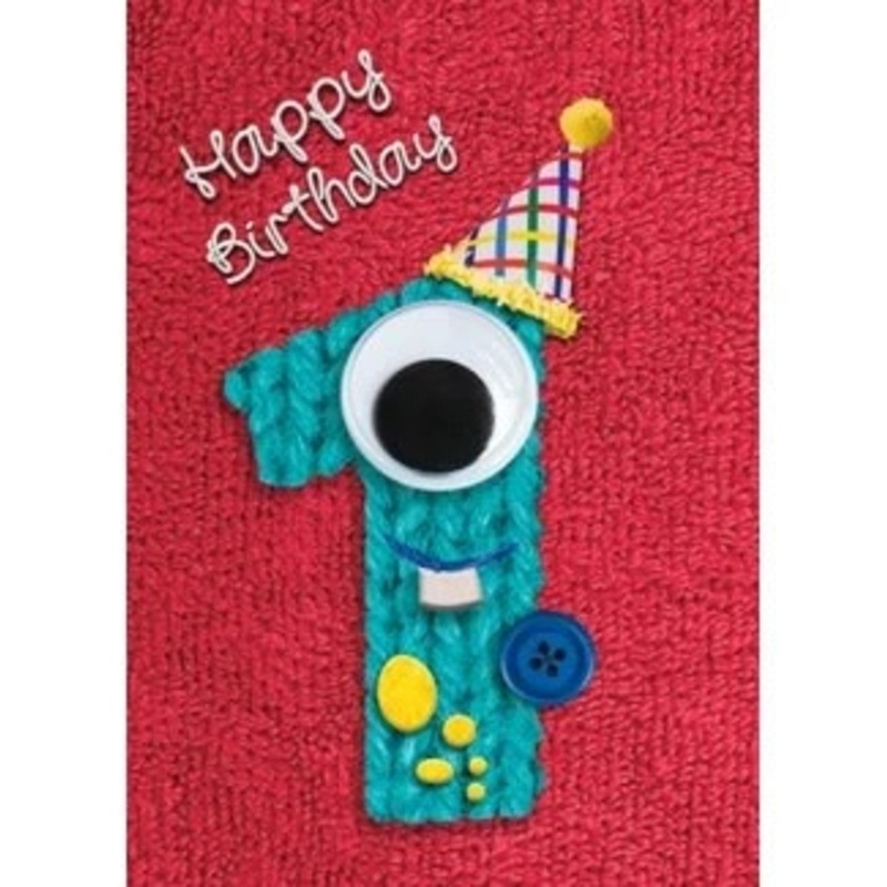KNITTED ONE BIRTHDAY CARD