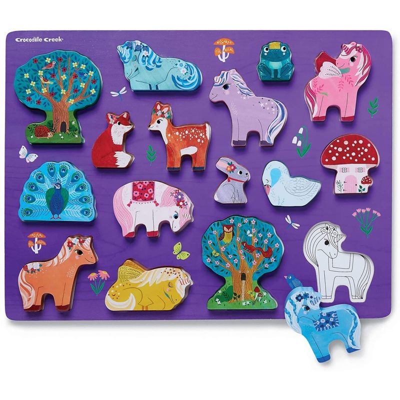 LET'S PLAY UNICORNS 16-PIECE WOOD PUZZLE