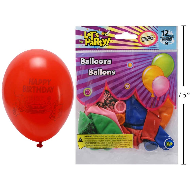 9" HAPPY BIRTHDAY BALLOONS - PRINTED