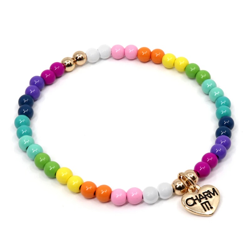 Clear Rainbow Stretch Bead Bracelet