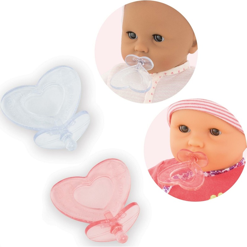 Corolle Heart Shaped Doll Pacifier for 12" Dolls, 2 pack