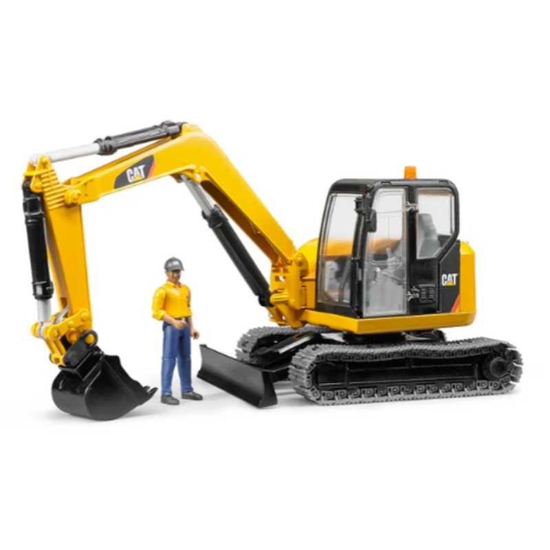 Cat Mini Excavator With Worker