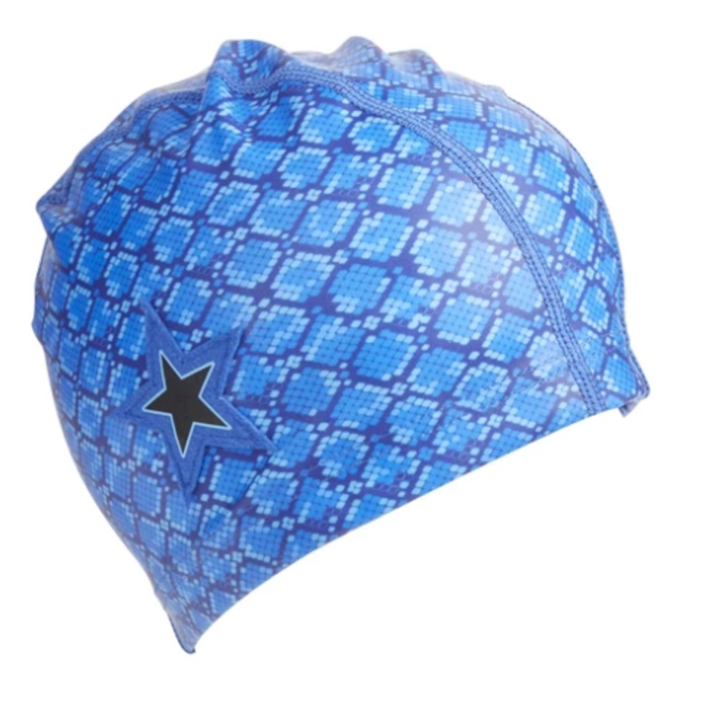 Royal Blue Snake Print With Star Swim Cap