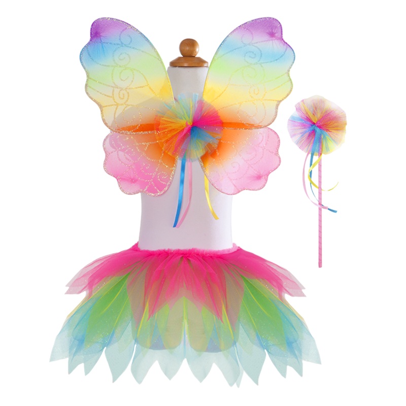 Neon Rainbow Skirt with Wings & Wand