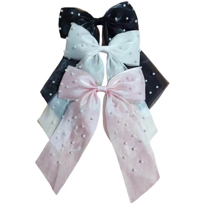 Long Pearl Hair Bows