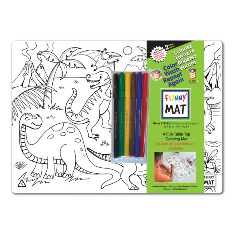 Funny Mats Set - Dinos And Sloths with markers