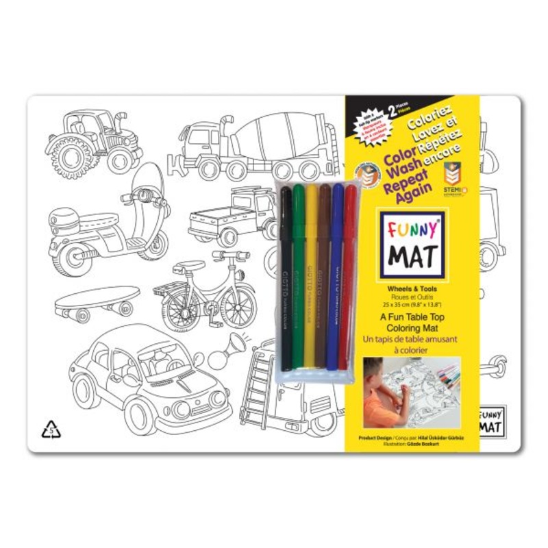 Funny Mats Set - Wheels And Tools with Markers