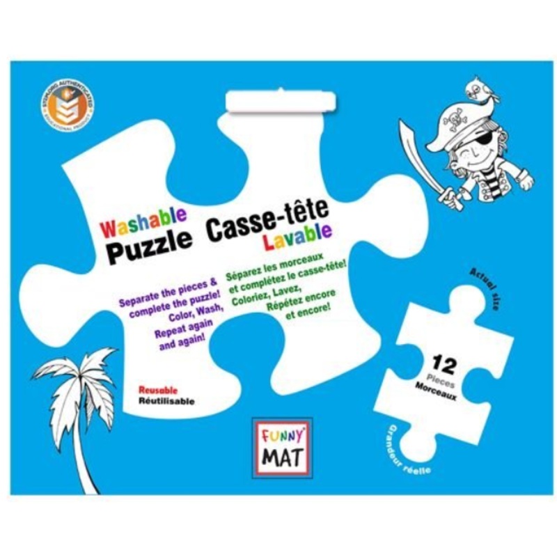 12 pc Pirates Washable Puzzle With Markers